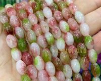 Бусины МОРГАНИТ розовый/зеленый, 8*12 мм, 8 шт