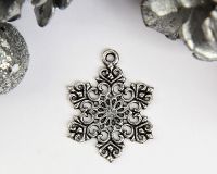 Подвеска СНЕЖИНКА ажурная, 20 мм, цвет серебро, 1 шт