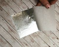 СУПЕРПОТАЛЬ, (зеркальная, японская, полиментная поталь) цвет СЕРЕБРО, 8*8 см, 10 шт