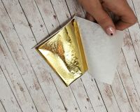 СУПЕРПОТАЛЬ, (зеркальная, японская, полиментная поталь) цвет ЗОЛОТО БАРОККО, 8*8 см, 10 шт