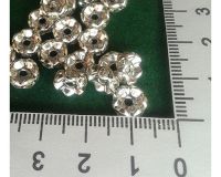 Бусина разделитель рондель, цвет серебро со стразами, 7*3 мм, 10 шт
